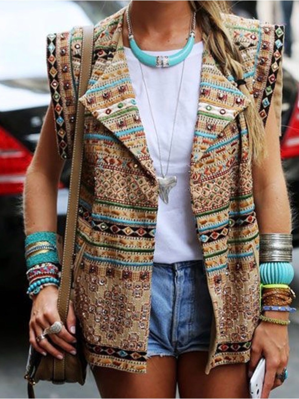 Beaded embroidered vest